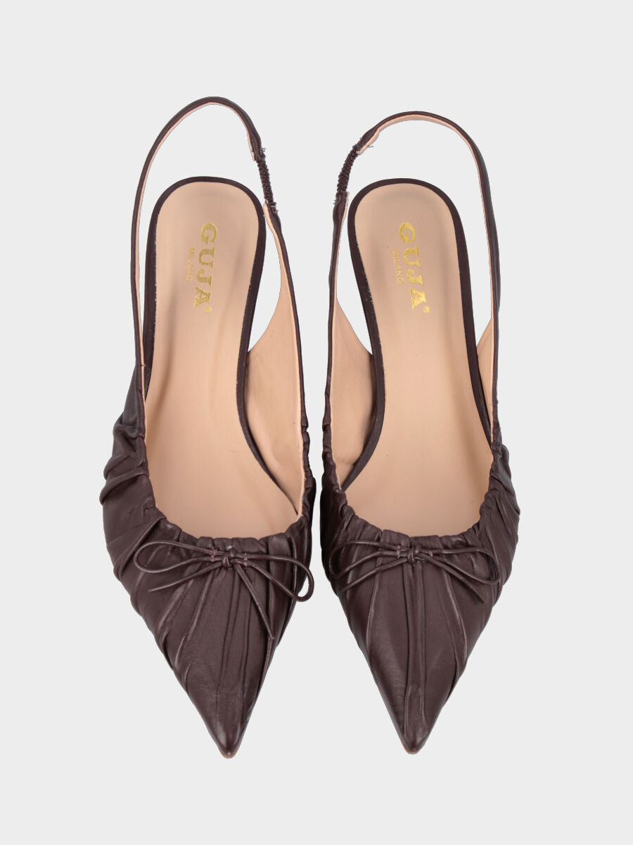 Slingback in vitello testa di moro con fiocchetto e tacco a calice