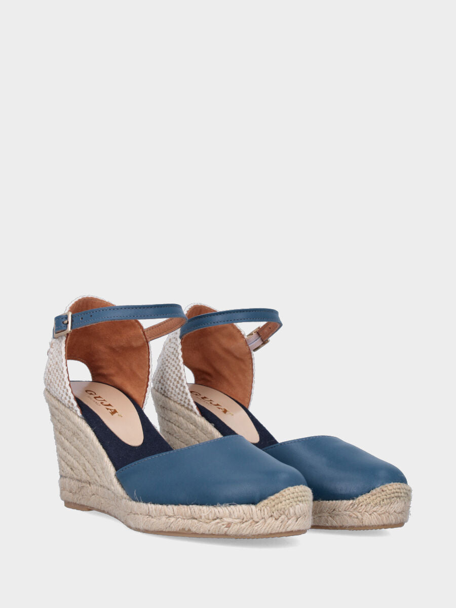 Campesina in nappa azzurra con zeppa e platform