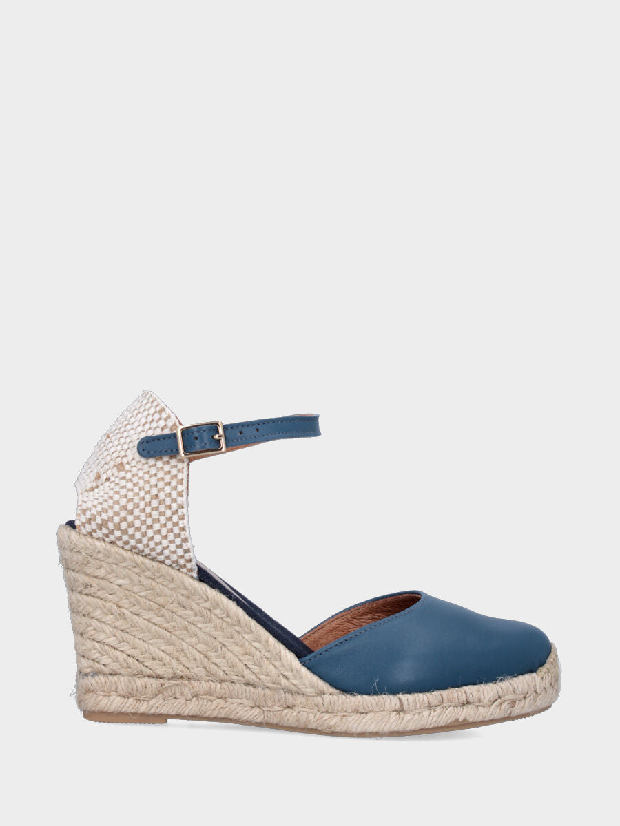 Campesina in nappa azzurra con zeppa e platform