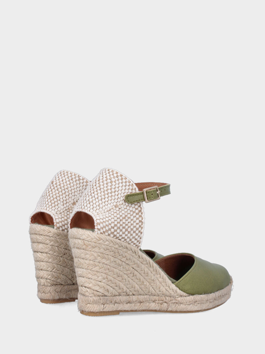 Campesina in nappa verde oliva con zeppa e platform