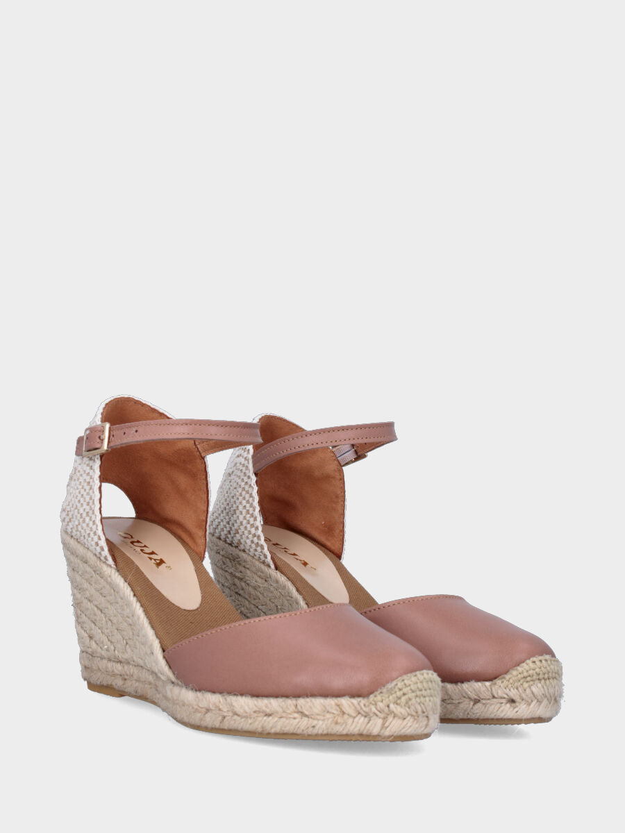 Campesina in nappa beige con zeppa e platform