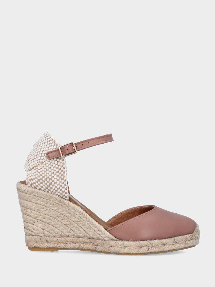 Campesina in nappa beige con zeppa e platform