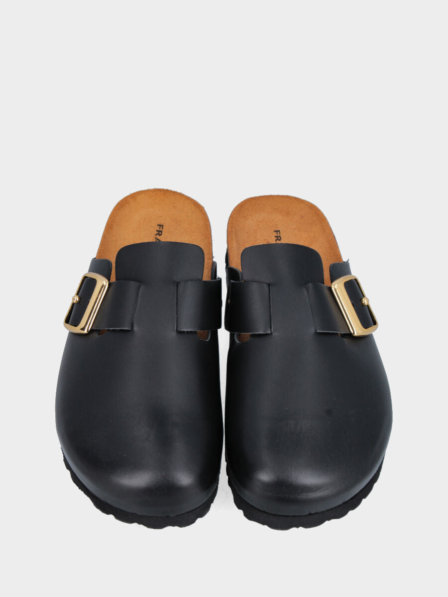 Pantofolone in vitello nero con fusbet e punta tonda