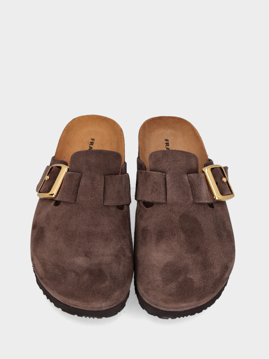 Pantofolone in velour testa di moro con fusbet e punta tonda