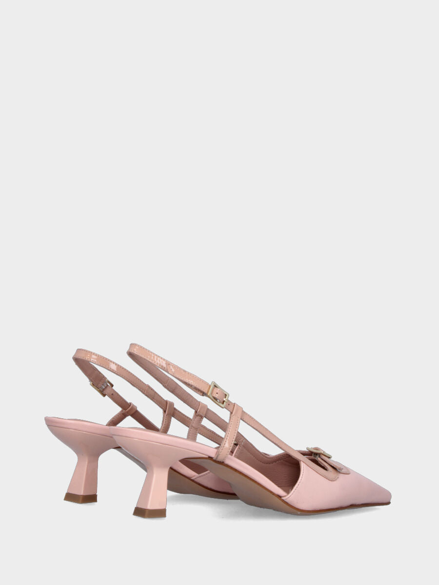 Slingback in nappa beige con cinturino e tacco a calice