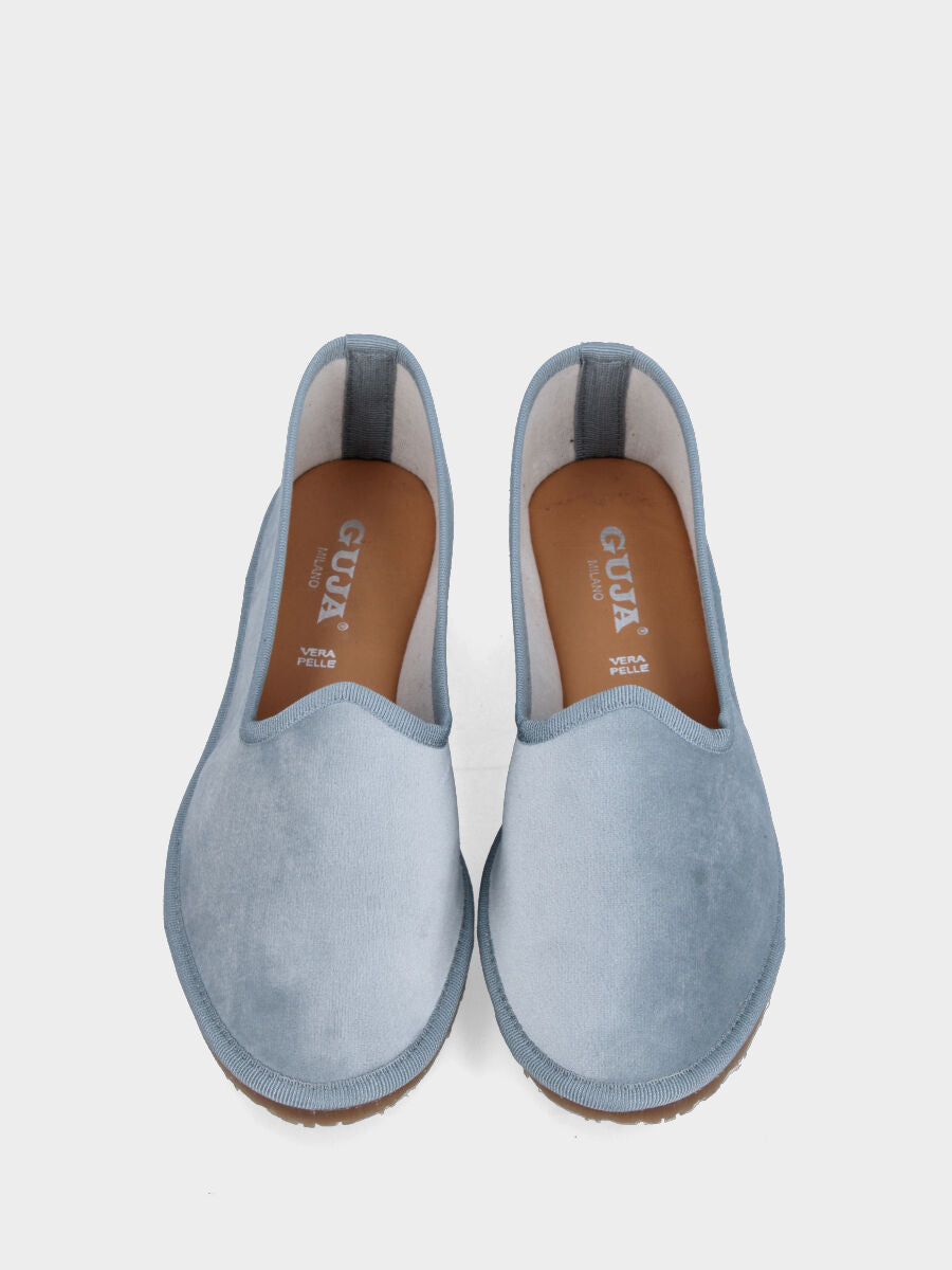 Friulana in velluto liscio grigio con punta tonda