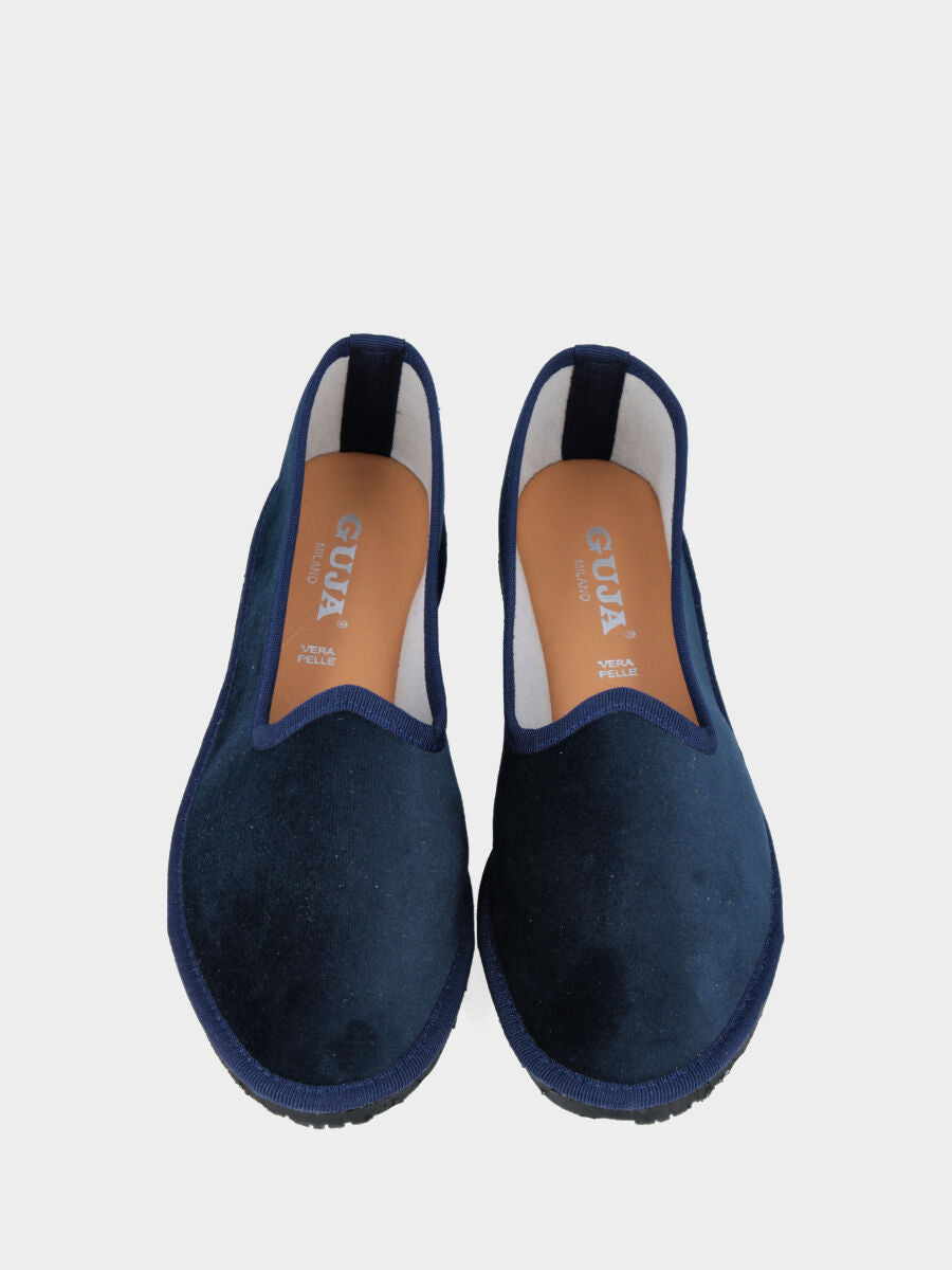 Friulana in velluto liscio blu notte con punta tonda