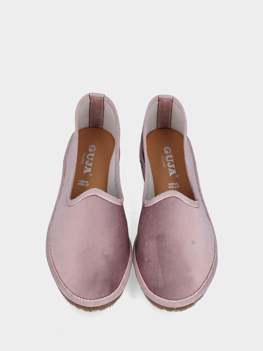 Friulana in velluto liscio taupe con punta tonda