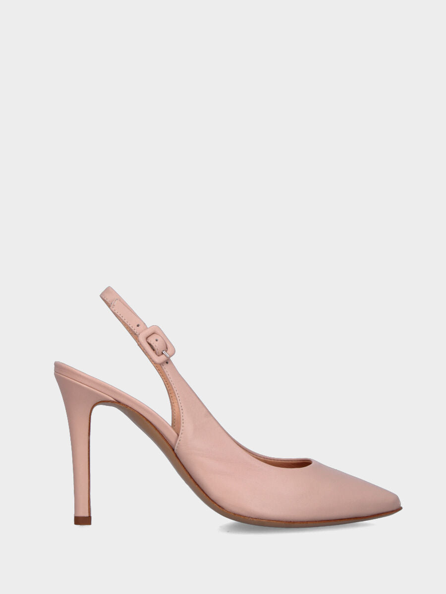 Slingback in nappa cipria con tacco a coda 80 mm