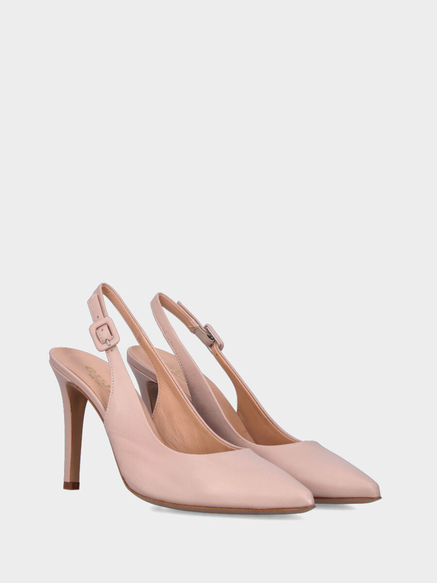 Slingback in nappa cipria con tacco a coda 80 mm