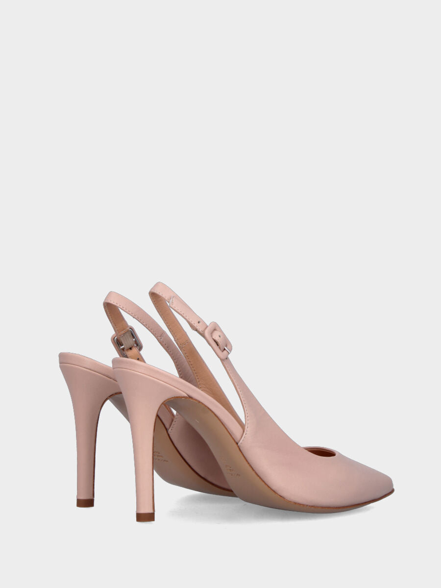 Slingback in nappa cipria con tacco a coda 80 mm