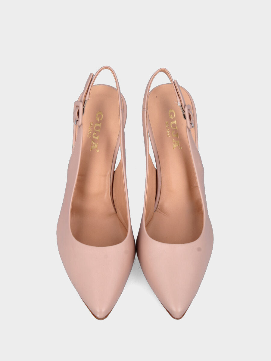 Slingback in nappa cipria con tacco a coda 80 mm