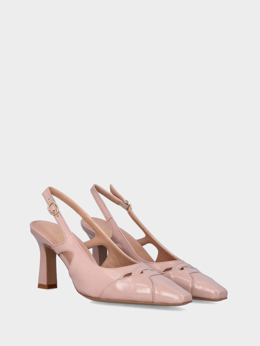 Slingback in verlux nude con tomaia sovrapposta