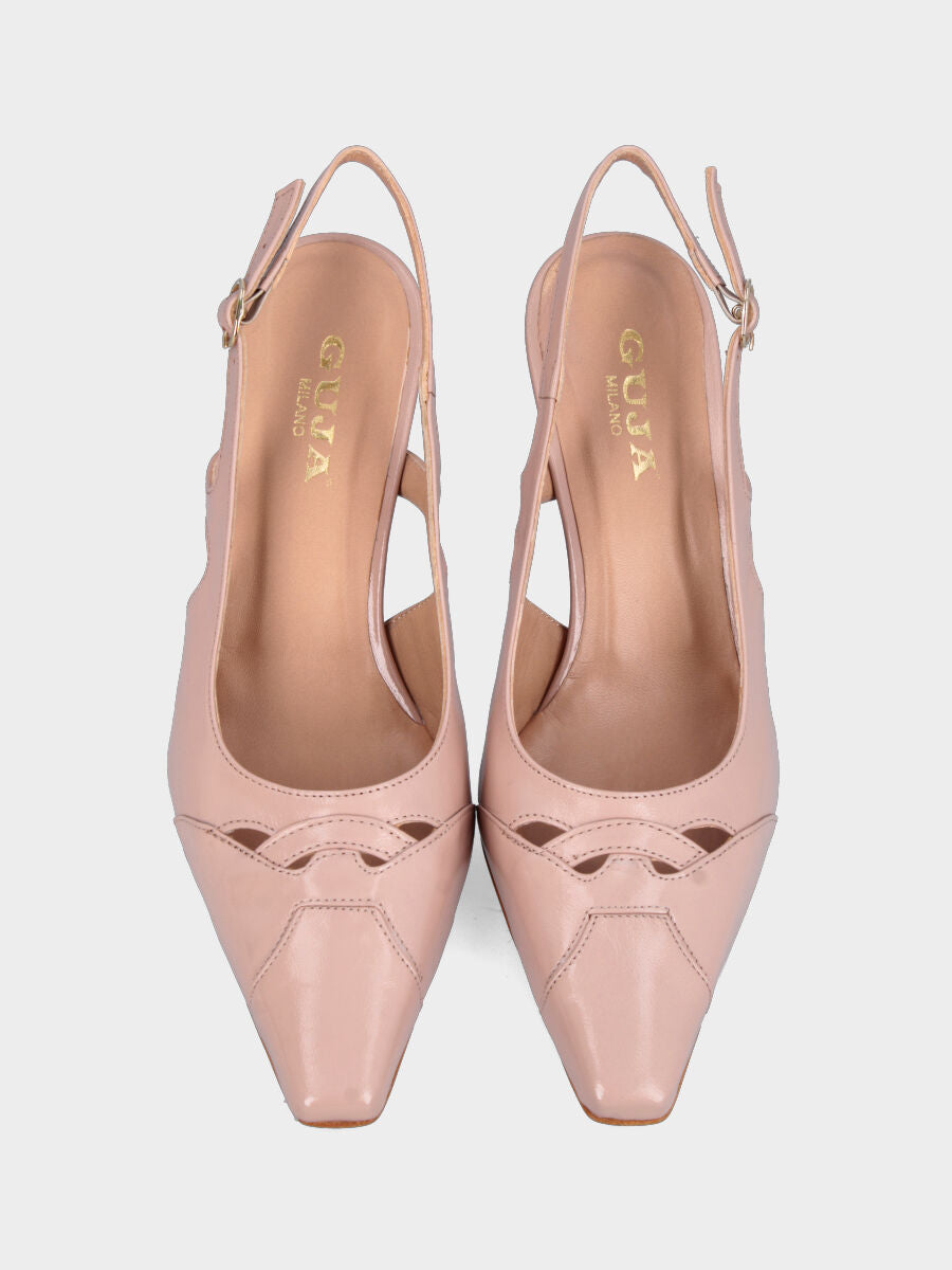 Slingback in verlux nude con tomaia sovrapposta