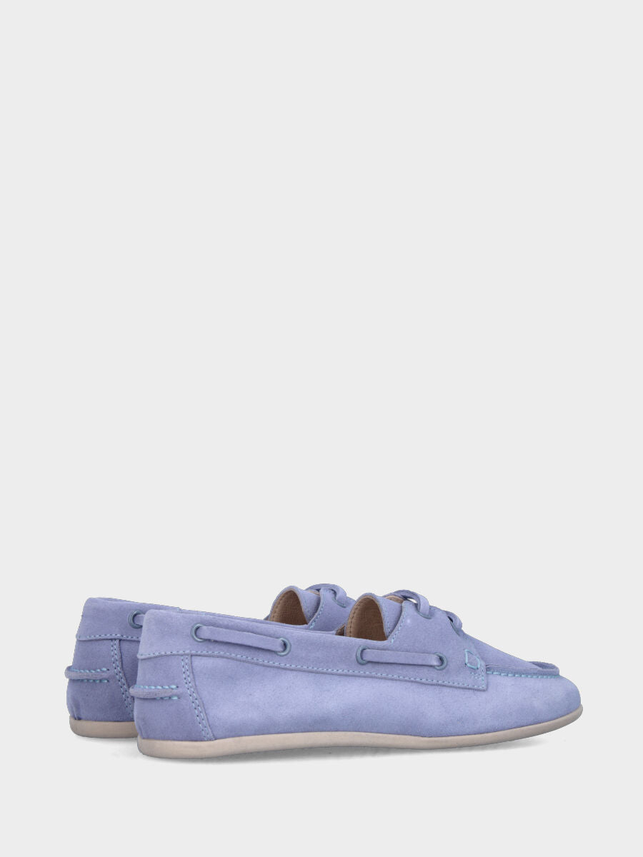Stringata flat in velour lilla con lacci in pelle tono su tono