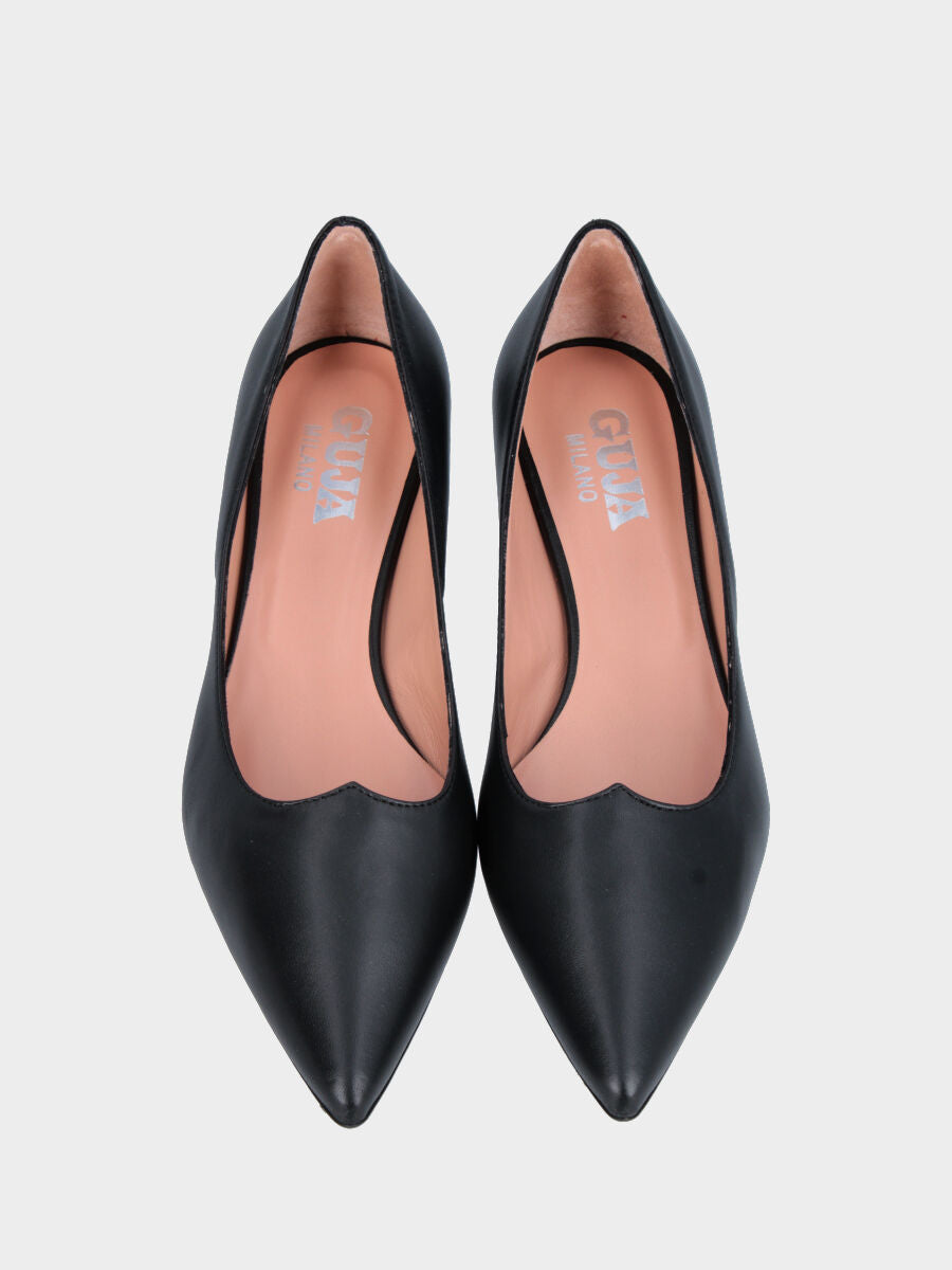 Décolleté in nappa nera con scollo ad onda