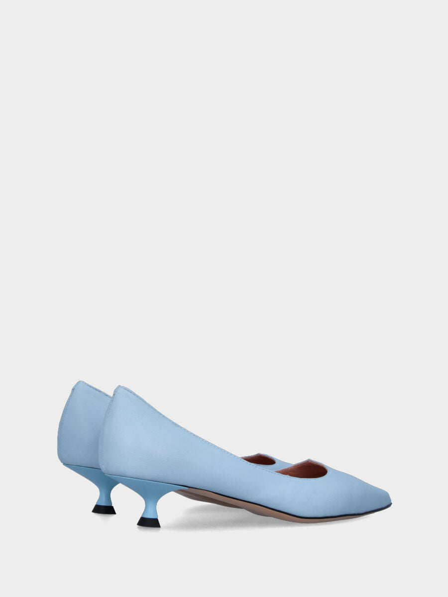 Décolleté in nappa celeste con scollo ad onda