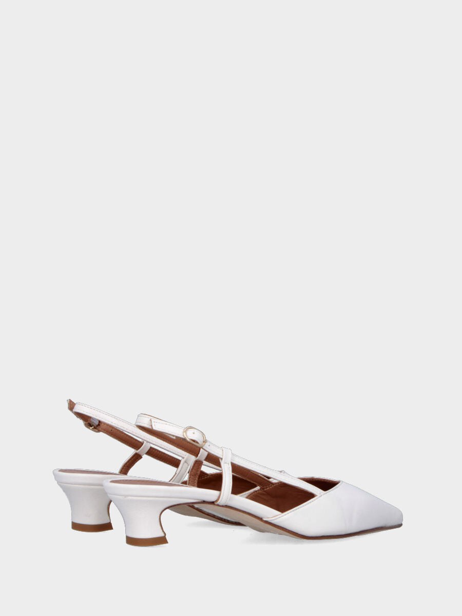 Slingback in nappa bianco latte con scollo a V