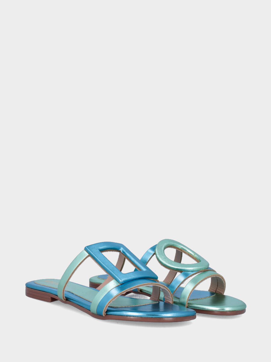 Sandalo monoblocco in vitello rosso con fascia ripiegata