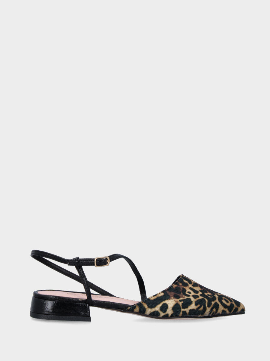 Slingback in naplak maculato con cinturino trasversale