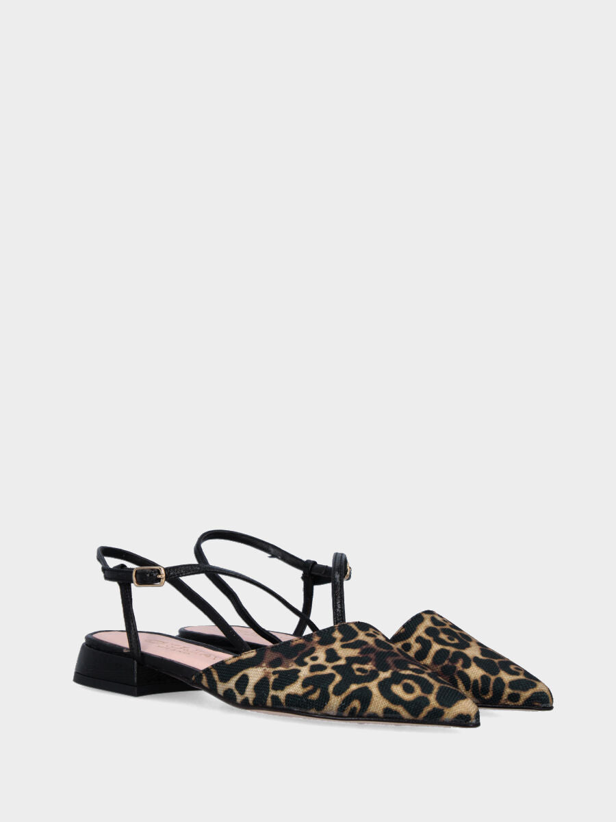 Slingback in naplak maculato con cinturino trasversale