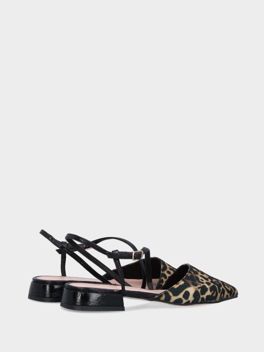 Slingback in naplak maculato con cinturino trasversale