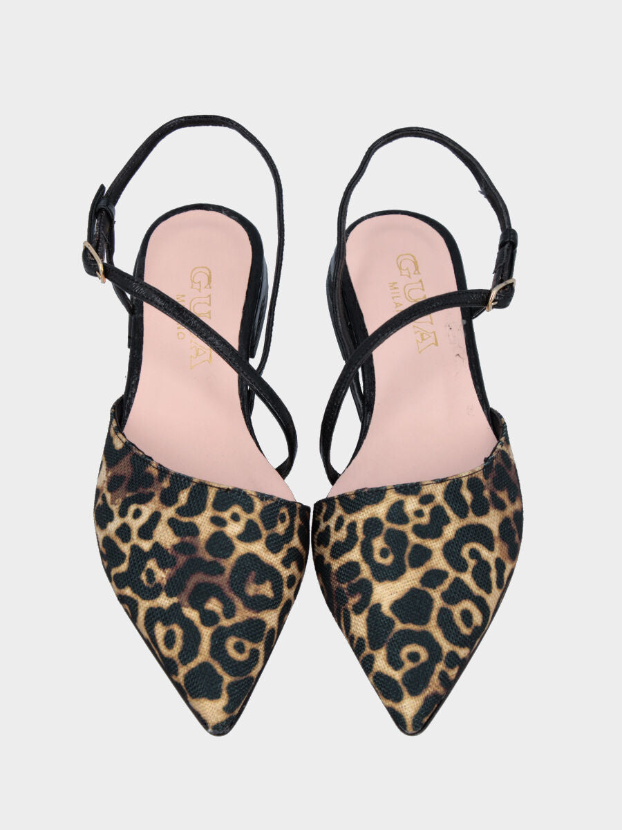 Slingback in naplak maculato con cinturino trasversale