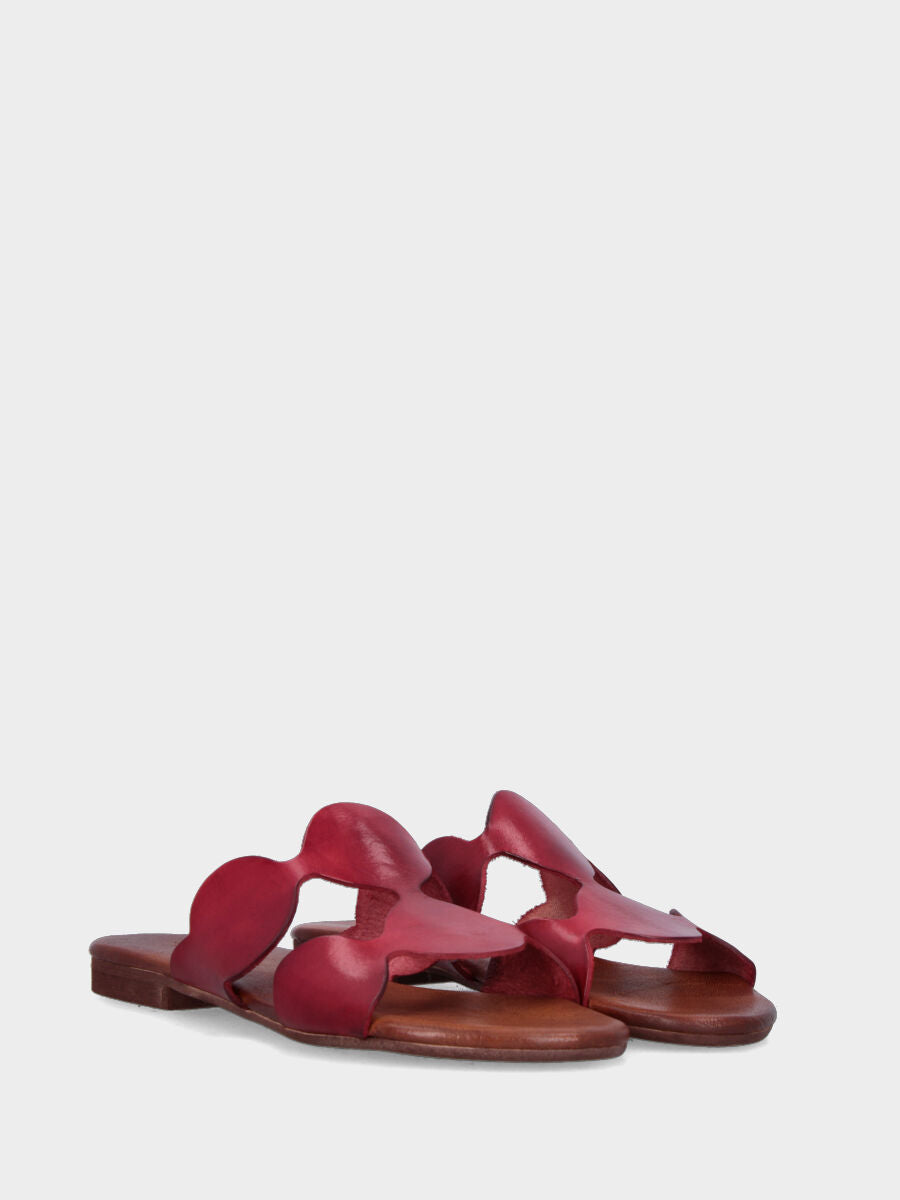 Ciabattine in vitello rosso con ovali decorativi