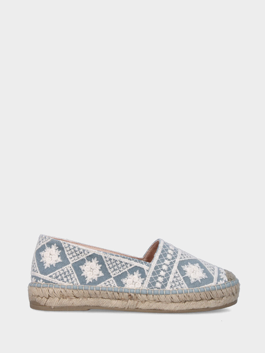Espadrilla in tessuto jeans con ricami
