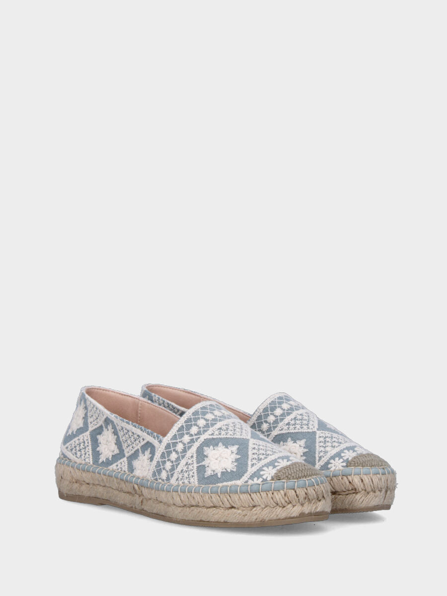 Espadrilla in tessuto jeans con ricami