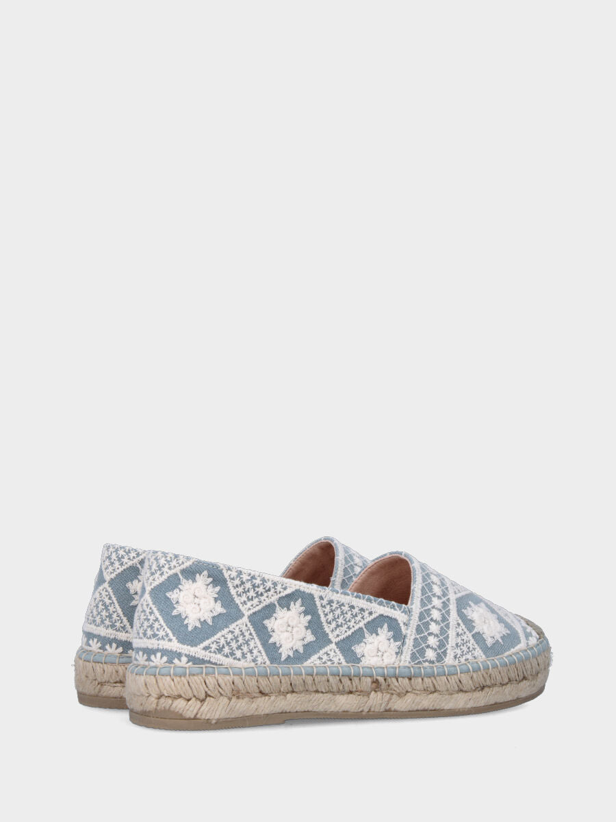 Espadrilla in tessuto jeans con ricami