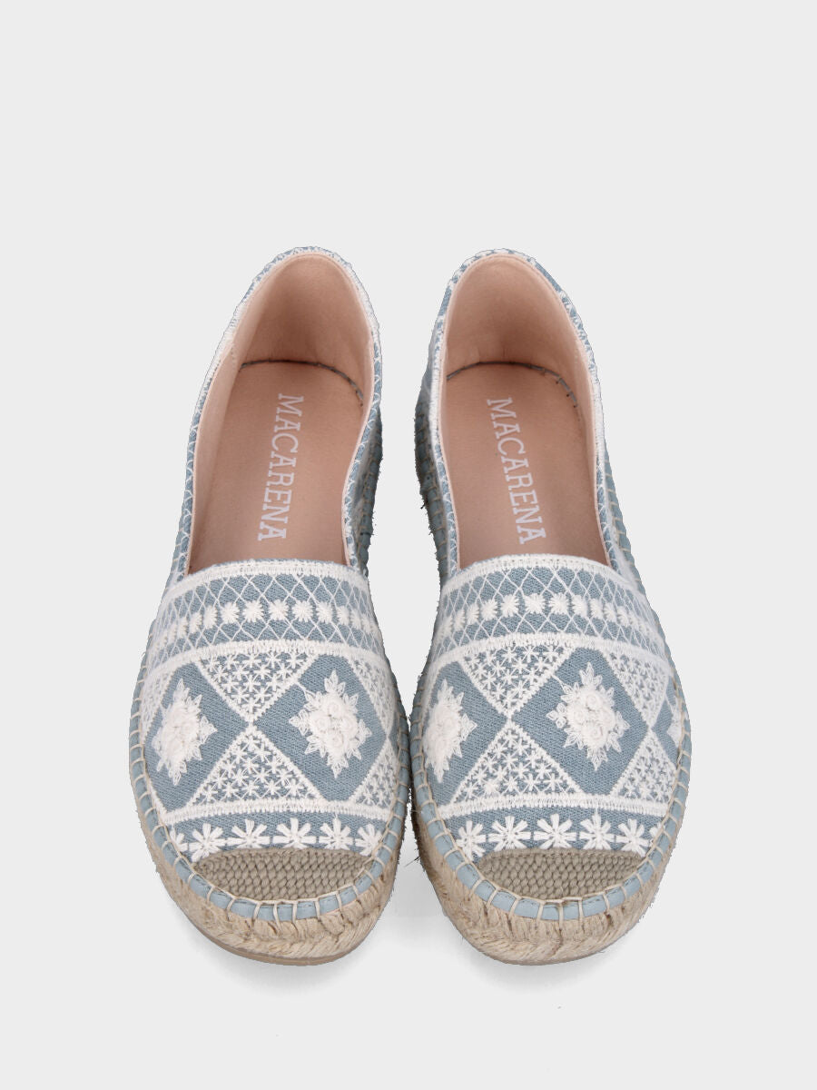 Espadrilla in tessuto jeans con ricami