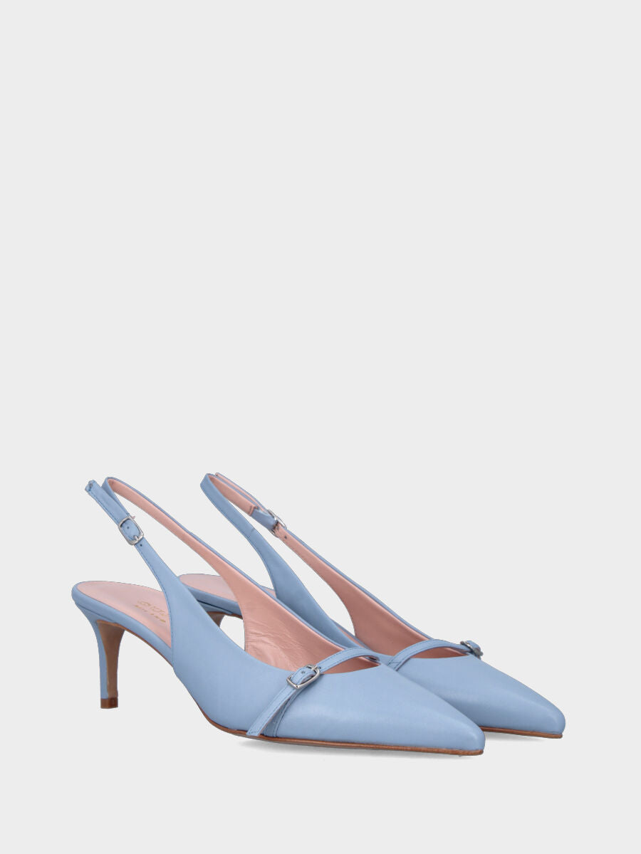 Slingback aus glänzender Samt Celeste mit Kelchabsatz und rundem Ausschnitt