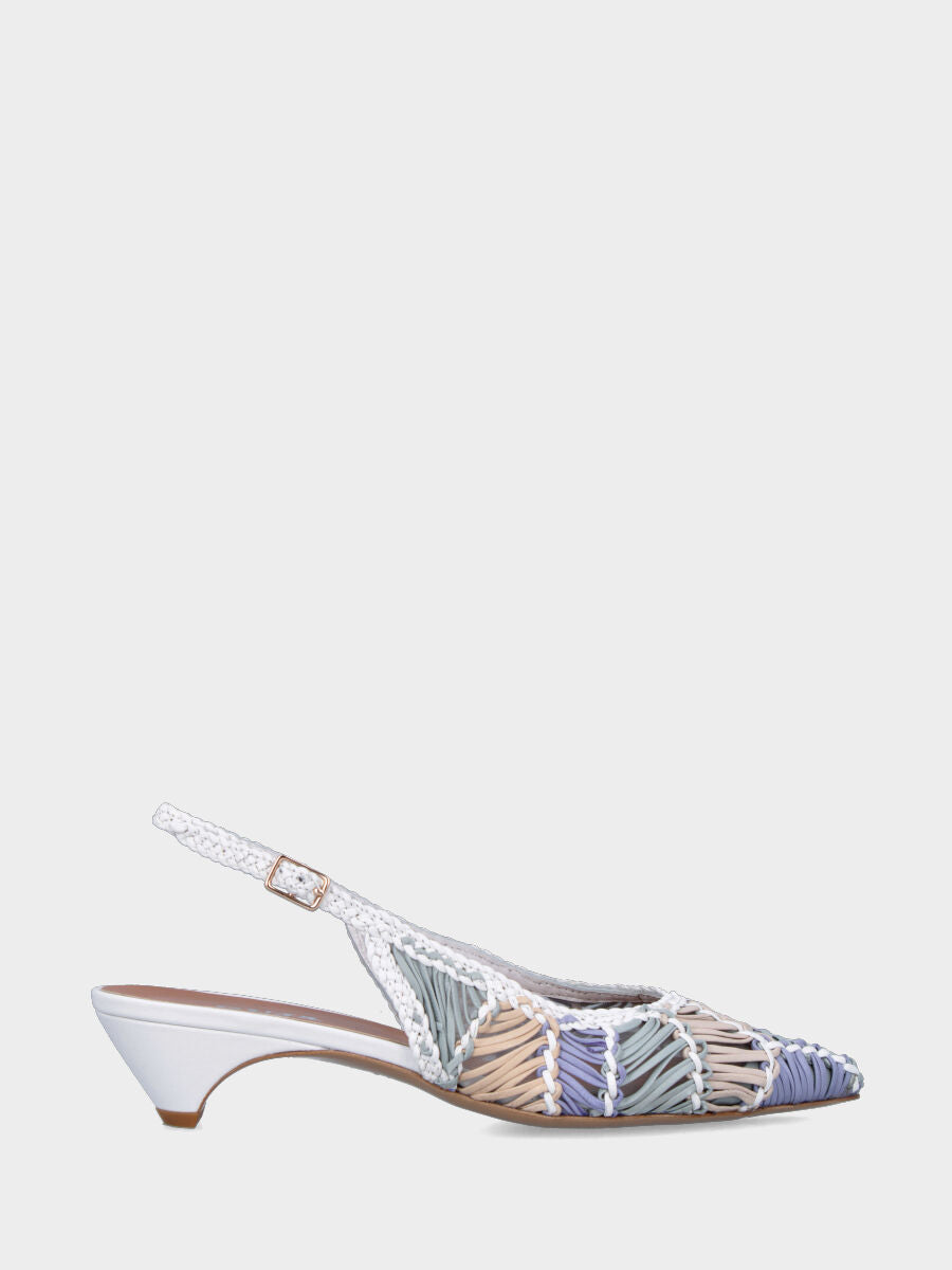 Slingback in nappa multicolor con tomaia intrecciata a spicchi