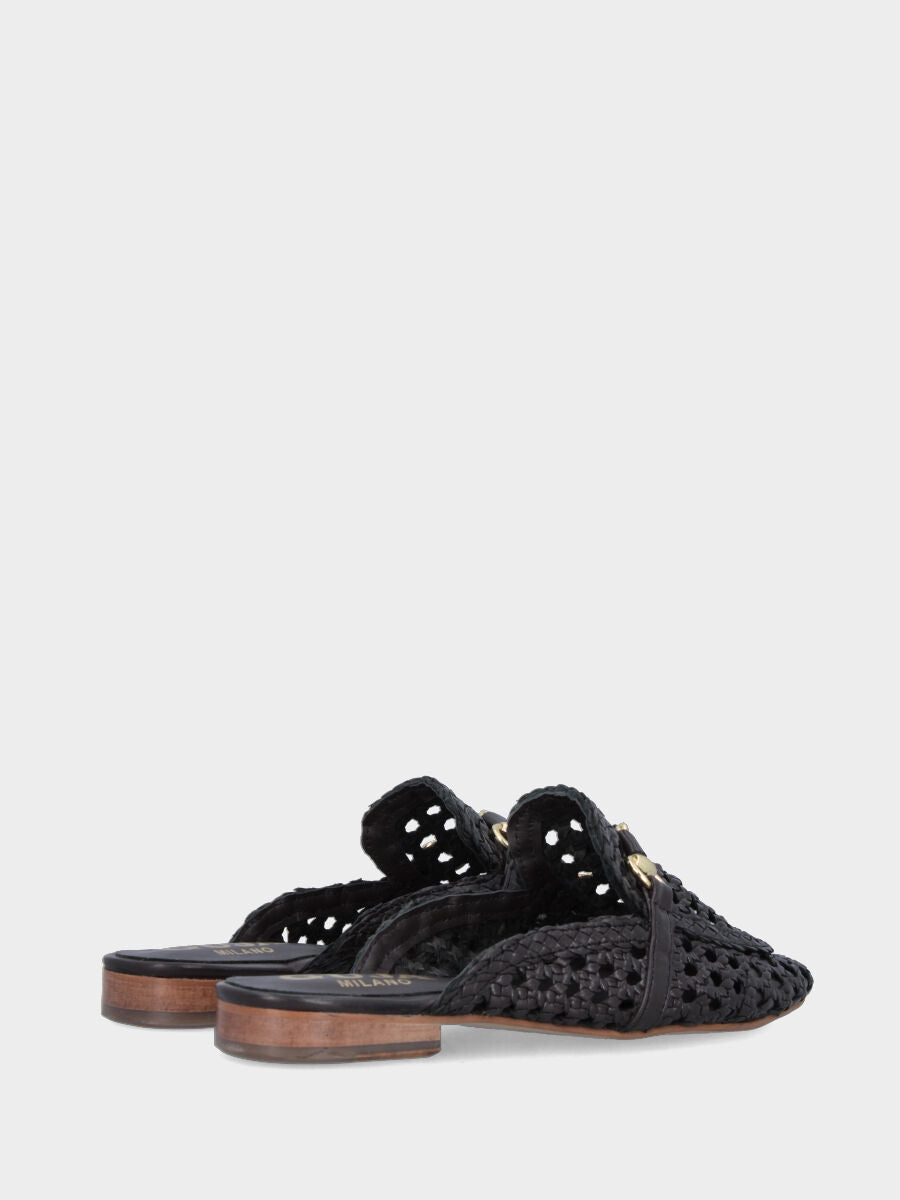 Sabot in nappa testa di moro intrecciata con morsetto
