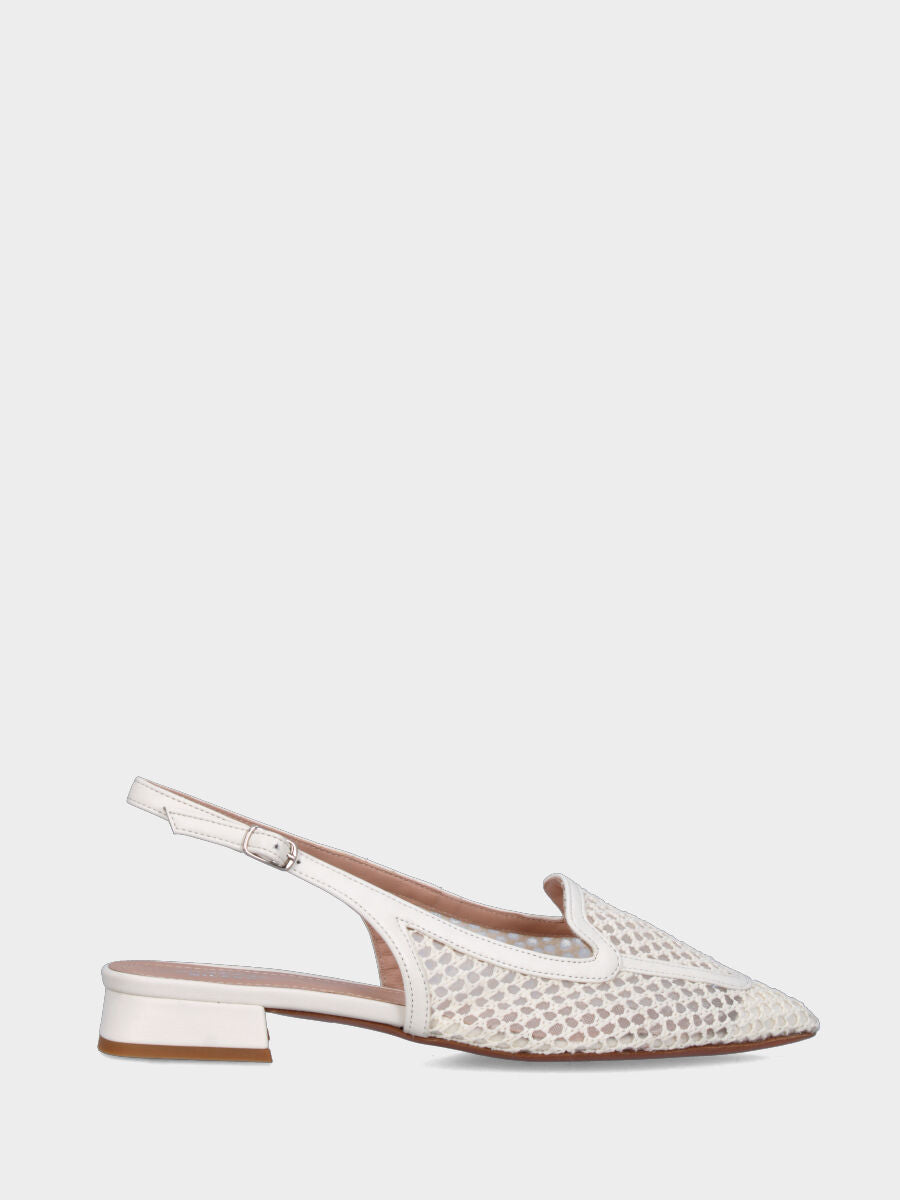 Slingback in rafia bianco latte con vaschetta bordata
