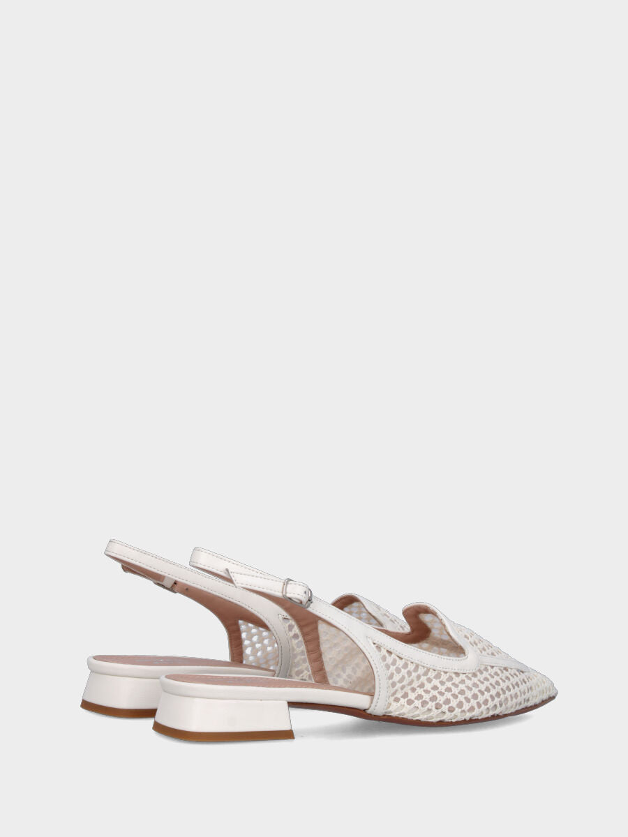 Slingback in rafia bianco latte con vaschetta bordata