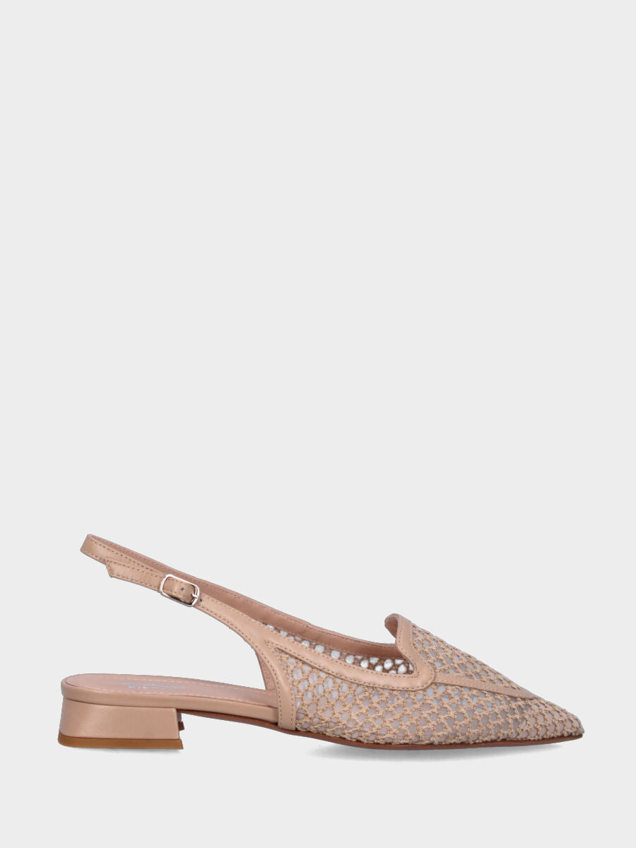 Slingback in rafia beige con vaschetta bordata