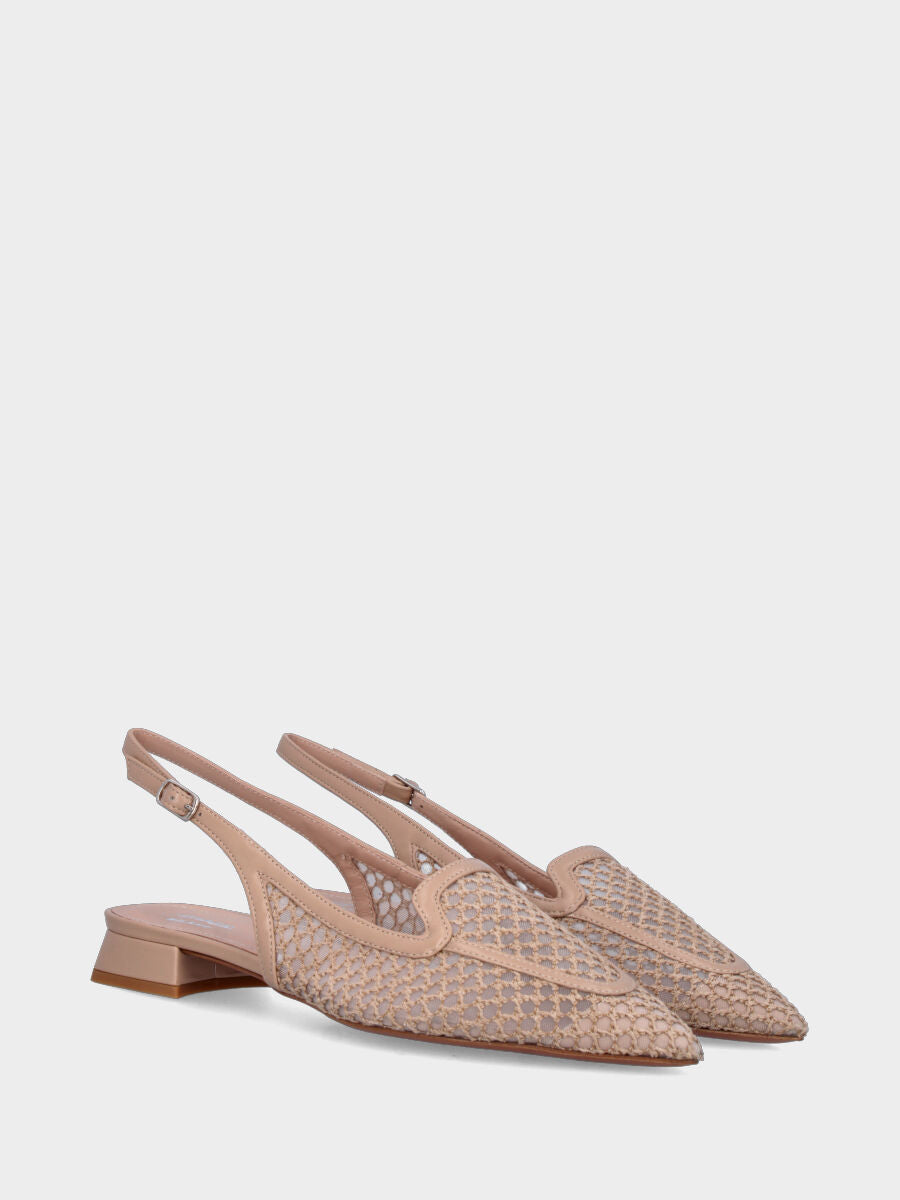 Slingback in rafia beige con vaschetta bordata