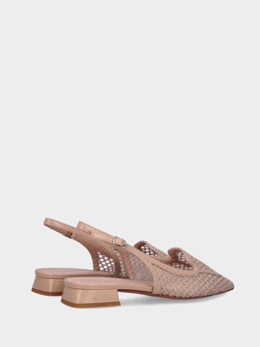 Slingback in rafia beige con vaschetta bordata
