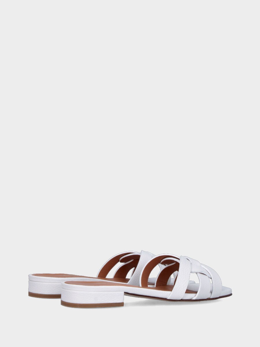 Ciabattina in vitello bianco con listini geometrici