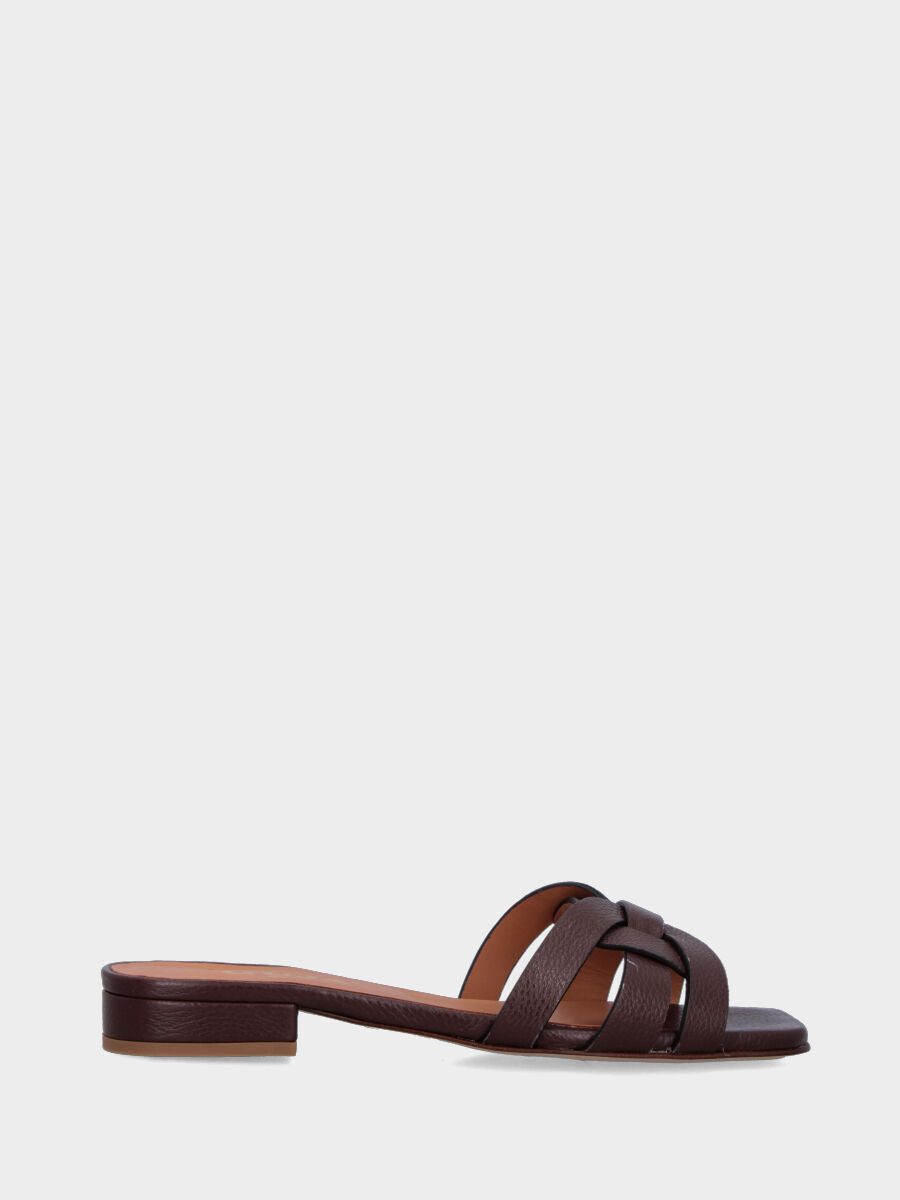 Ciabattina in vitello testa di moro con listini geometrici