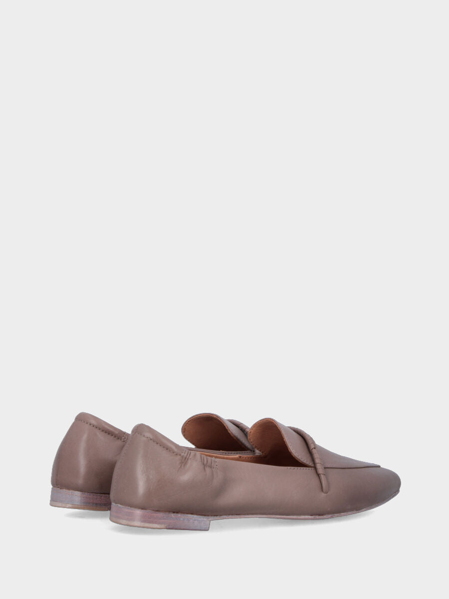 Mocassin plat en nappa fango avec lanière torsadée