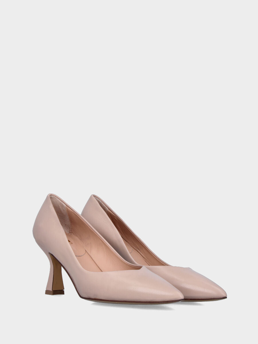 Slingback in nappa nude con tacco a coda 70mm e cucitura a sacchetto
