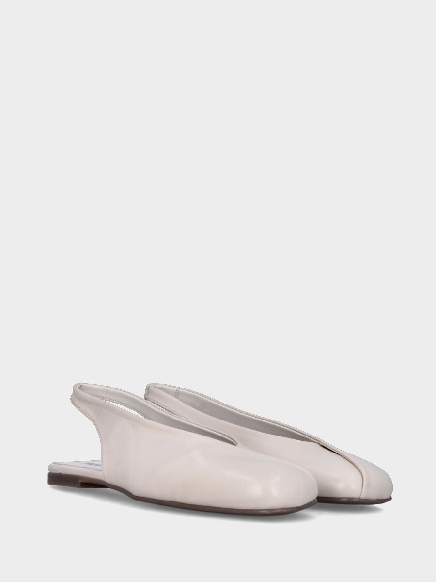 Slingback in nappa bianca con scollo a Y e tacco 10 mm