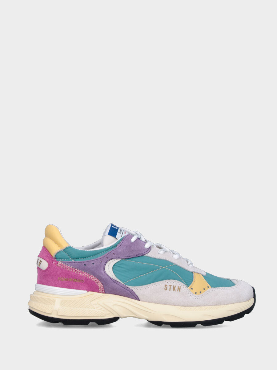 Sneaker in velour e nappa multicolor con suola running