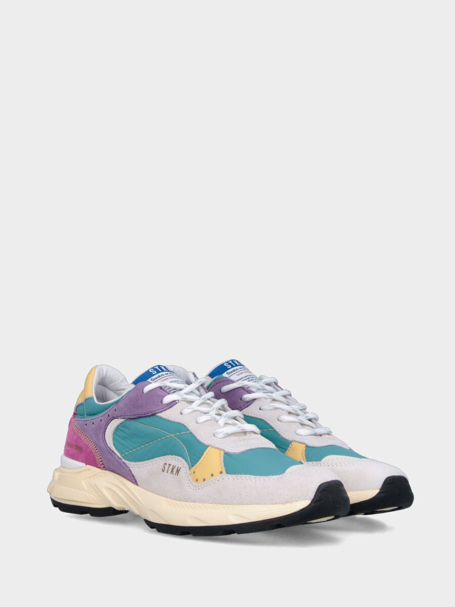 Sneaker in velour e nappa multicolor con suola running