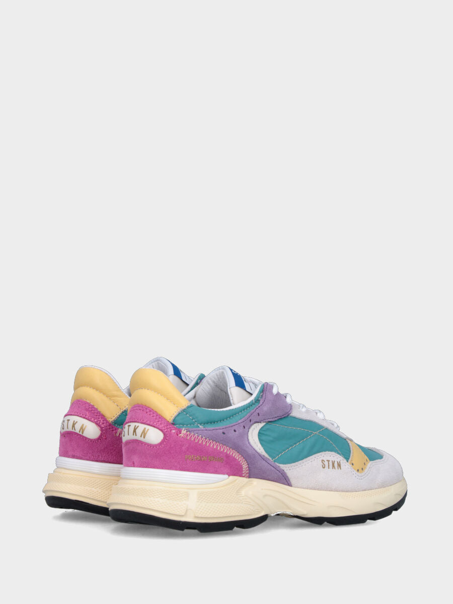 Sneaker in velour e nappa multicolor con suola running
