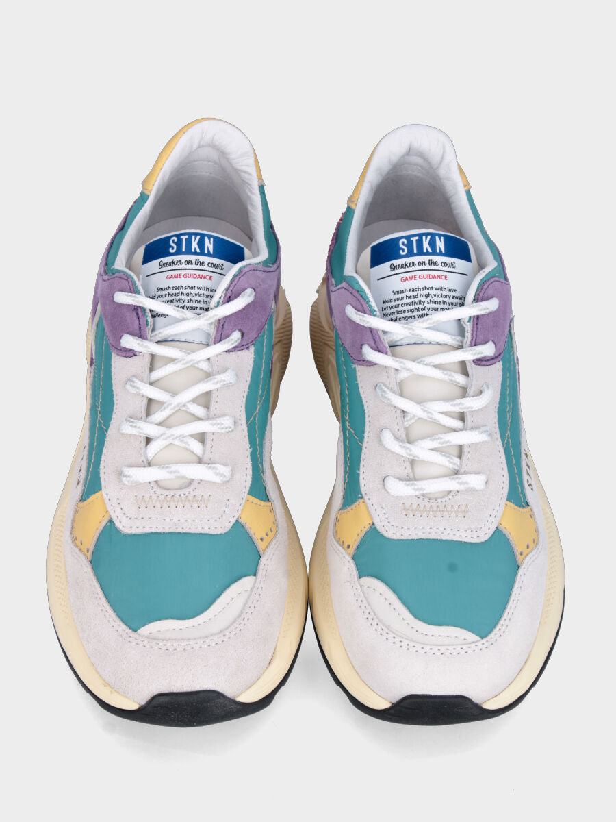 Sneaker in velour e nappa multicolor con suola running