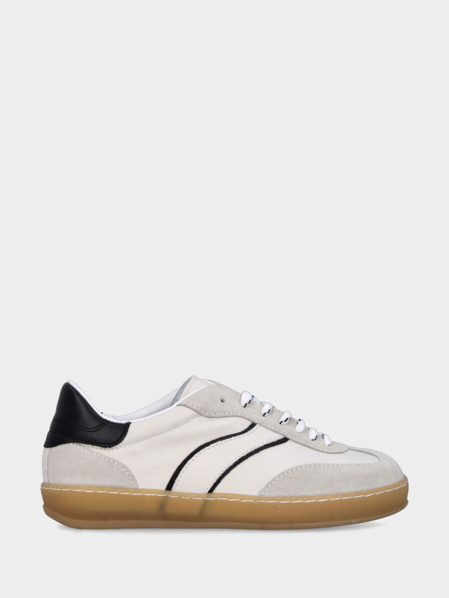 Sneaker in nappa e velour bianco con profilo nero
